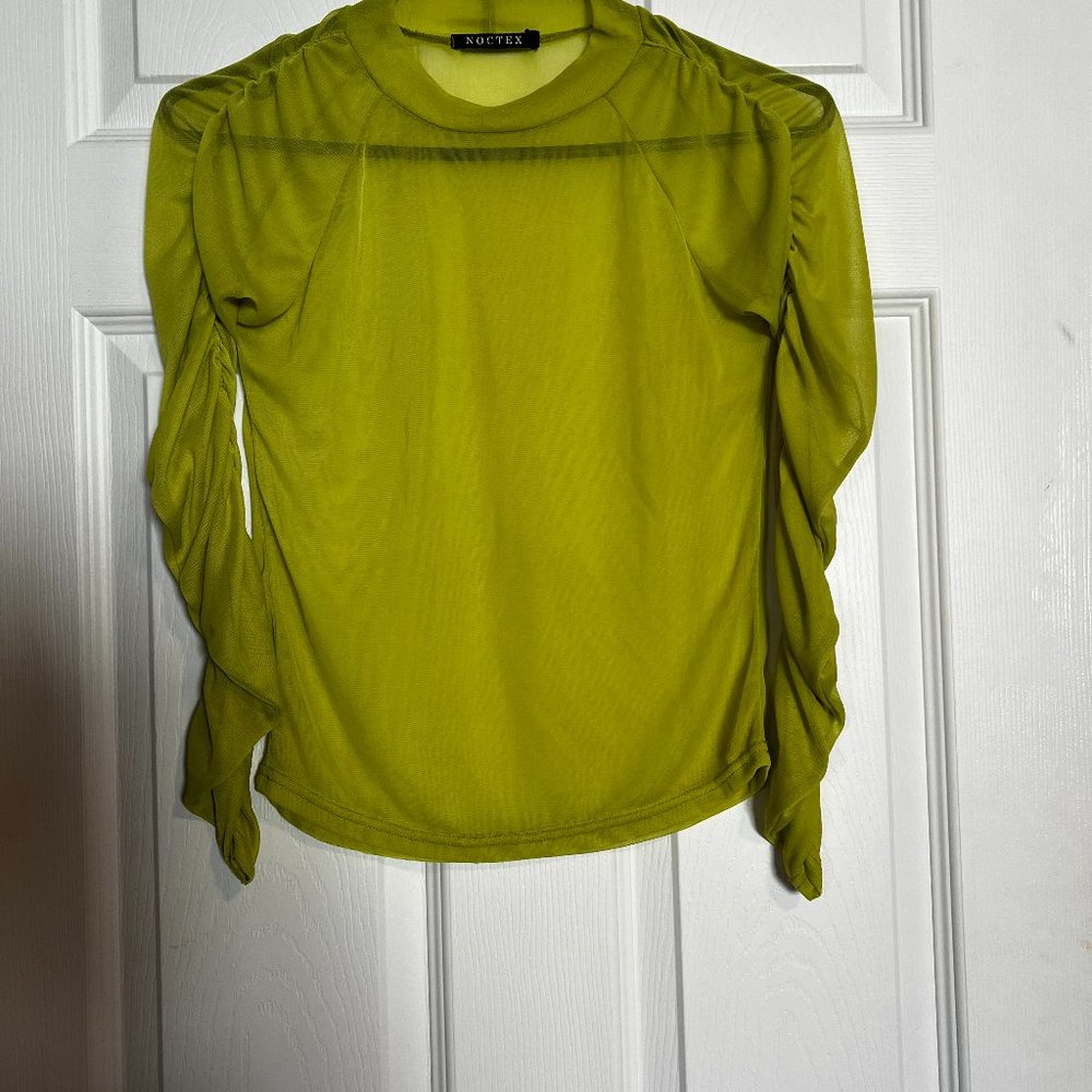 Mesh / Sheer Green Long Sleeve Top - Small